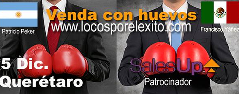 Aprende cómo aumentar tus ventas un 200% en ciudad de Querétaro, México, unica fecha sábado 5 de diciembre.
Información en http://locosporelexito.com/
